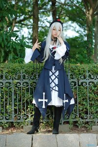 Rating: Safe Score: 0 Tags: 1girl black_footwear blue_dress boots dress long_hair solo standing suigintou tree white_hair User: admin
