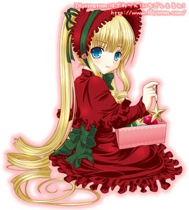 Rating: Safe Score: 0 Tags: 1girl auto_tagged blonde_hair blue_eyes bonnet bow dress drill_hair frills image long_hair long_sleeves looking_at_viewer looking_back red_dress ribbon shinku sitting solo twintails very_long_hair User: admin
