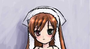 Rating: Safe Score: 0 Tags: 1girl bangs blush brown_hair face image looking_at_viewer parted_lips simple_background solo suiseiseki towel towel_on_head User: admin