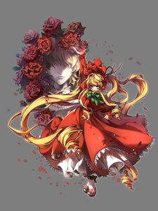 Rating: Safe Score: 0 Tags: 1girl blonde_hair blue_eyes bonnet bow dress flower full_body green_bow image long_hair long_sleeves petals red_dress red_flower red_rose rose shinku shoes solo twintails very_long_hair User: admin