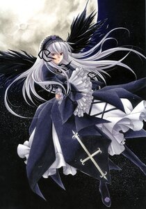 Rating: Safe Score: 0 Tags: 1girl bad_id bad_pixiv_id black_wings dress floating floating_hair flower frills full_body hairband image long_hair long_sleeves moon photoshop_(medium) red_eyes rose rozen_maiden silver_hair solo star_(sky) suigintou trimcolor very_long_hair wings User: admin