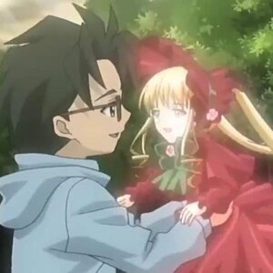 Rating: Safe Score: 0 Tags: 1boy 1girl black_eyes black_hair blonde_hair blurry couple dress flower hood image long_sleeves looking_at_another open_mouth outdoors profile red_dress rose shinku smile solo spiked_hair User: admin