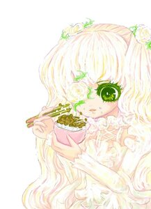 Rating: Safe Score: 0 Tags: 1girl bangs dress flower food green_eyes image kirakishou long_hair rose solo vertical_stripes white_flower white_rose User: admin