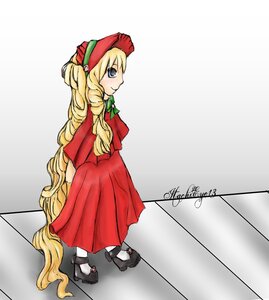 Rating: Safe Score: 0 Tags: 1girl arms_behind_back blonde_hair blue_eyes bow dress full_body image long_hair looking_at_viewer mary_janes shinku shoes smile solo standing very_long_hair white_legwear User: admin