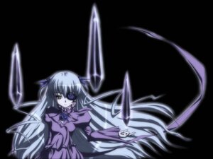 Rating: Safe Score: 0 Tags: 1girl barasuishou black_background bow dress eyepatch gem image long_hair long_sleeves looking_at_viewer silver_hair simple_background solo very_long_hair User: admin