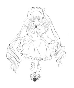 Rating: Safe Score: 0 Tags: 1girl bow bowtie dress frills full_body greyscale image long_hair long_sleeves looking_at_viewer monochrome rose shinku solo striped very_long_hair User: admin