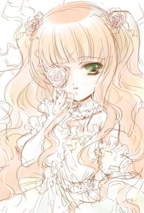 Rating: Safe Score: 0 Tags: 1girl bangs blonde_hair dress flower frills green_eyes hair_flower hair_ornament image kirakishou long_hair rose solo twintails two_side_up upper_body wavy_hair User: admin