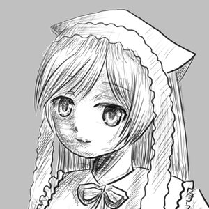 Rating: Safe Score: 0 Tags: 1girl frills greyscale image looking_at_viewer monochrome simple_background sketch solo suiseiseki User: admin