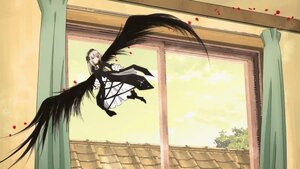 Rating: Safe Score: 0 Tags: 1girl black_wings curtains dress feathered_wings feathers flower hairband image indoors long_hair petals red_eyes rose solo suigintou window wings User: admin