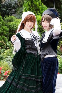 Rating: Safe Score: 0 Tags: 2girls brown_hair bush day dress flower hat head_scarf long_hair long_sleeves looking_at_viewer multiple_cosplay multiple_girls outdoors siblings sisters smile suiseiseki tagme tree twins User: admin