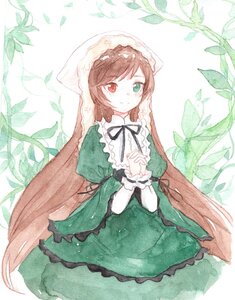 Rating: Safe Score: 0 Tags: 1girl brown_hair dress frills green_dress green_eyes head_scarf heterochromia image leaf long_hair long_sleeves looking_at_viewer plant red_eyes smile solo suiseiseki very_long_hair watering_can User: admin