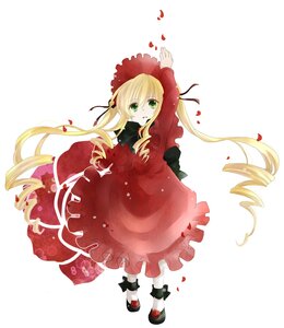 Rating: Safe Score: 0 Tags: 1girl blonde_hair dress drill_hair full_body green_eyes image long_hair long_sleeves petals red_dress shinku shoes solo striped twintails very_long_hair User: admin