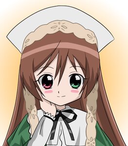 Rating: Safe Score: 0 Tags: 1girl auto_tagged blush braid brown_hair dress green_eyes hat head_scarf heterochromia image long_hair long_sleeves looking_at_viewer red_eyes ribbon simple_background smile solo suiseiseki upper_body User: admin