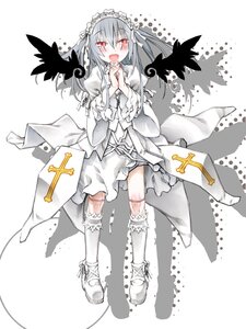 Rating: Safe Score: 0 Tags: 1girl blush doll_joints dress feathers frills hairband happy image joints kakashichi kneehighs long_hair long_sleeves one_eye_closed open_mouth pale_skin red_eyes rozen_maiden silver_hair smile socks solo suigintou wings User: admin