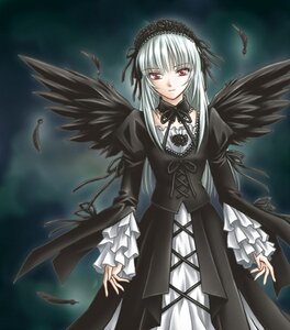 Rating: Safe Score: 0 Tags: 1girl bird black_dress black_feathers black_ribbon black_wings cross-laced_clothes dress feathered_wings feathers flower flying frilled_sleeves frills hairband image lolita_fashion lolita_hairband long_hair long_sleeves looking_at_viewer red_eyes ribbon rose silver_hair sky solo standing suigintou wings User: admin