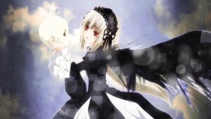 Rating: Safe Score: 0 Tags: 1girl bangs black_wings cloud dress frilled_sleeves frills hairband image long_hair long_sleeves looking_at_viewer red_eyes silver_hair sky solo suigintou wings User: admin