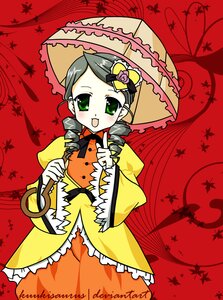 Rating: Safe Score: 0 Tags: 1girl auto_tagged autumn autumn_leaves black_umbrella blush dress drill_hair frills green_eyes green_hair holding_umbrella image kanaria leaf long_sleeves maple_leaf open_mouth parasol red_background red_umbrella smile solo twin_drills umbrella User: admin