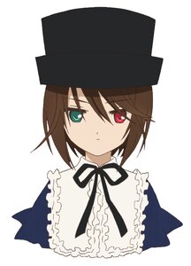 Rating: Safe Score: 0 Tags: 1girl black_headwear black_ribbon brown_hair closed_mouth green_eyes hat heterochromia image looking_at_viewer neck_ribbon red_eyes ribbon short_hair simple_background solo souseiseki upper_body white_background User: admin