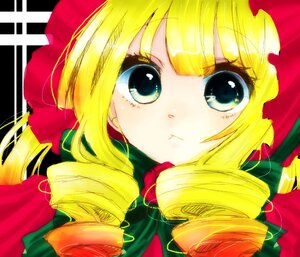 Rating: Safe Score: 0 Tags: 1girl :t blonde_hair bow drill_hair flower image long_hair looking_at_viewer rose shinku solo twin_drills upper_body User: admin