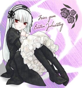 Rating: Safe Score: 3 Tags: 1girl bangs black_dress black_footwear black_legwear boots closed_mouth dress flower frills full_body hairband high_heel_boots high_heels image juliet_sleeves long_hair long_sleeves looking_at_viewer pantyhose puffy_sleeves purple_flower purple_rose red_eyes rose sitting solo suigintou very_long_hair User: admin