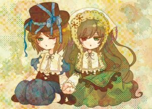 Rating: Safe Score: 0 Tags: 2girls brown_hair dress frills green_eyes hat heterochromia image long_hair long_sleeves multiple_girls pair red_eyes ribbon short_hair siblings sisters souseiseki suiseiseki twins User: admin