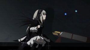 Rating: Safe Score: 0 Tags: 1girl black_ribbon dress frills hairband image long_hair long_sleeves profile ribbon silver_hair sitting solo suigintou very_long_hair wings User: admin