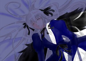 Rating: Safe Score: 0 Tags: 1girl black_ribbon black_wings closed_eyes dress feathered_wings image juliet_sleeves long_hair long_sleeves puffy_sleeves ribbon solo suigintou tears very_long_hair white_hair wings User: admin