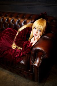 Rating: Safe Score: 0 Tags: 1girl blonde_hair blue_eyes dress long_hair looking_at_viewer red_dress shinku sitting smile solo twintails User: admin