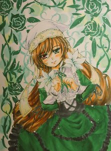 Rating: Safe Score: 0 Tags: 1girl brown_hair dress flower frills green_dress green_eyes hat head_scarf heterochromia image long_hair long_sleeves looking_at_viewer plant red_eyes rose smile solo suiseiseki traditional_media very_long_hair vines watering_can User: admin