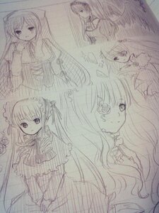 Rating: Safe Score: 0 Tags: 1girl dress flower image long_hair long_sleeves looking_at_viewer monochrome multiple sketch suigintou tagme traditional_media User: admin