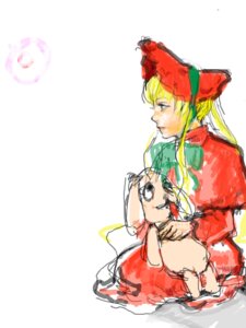 Rating: Safe Score: 0 Tags: 1girl blonde_hair bow doll dress image long_hair long_sleeves oekaki red_dress shinku sketch solo User: admin