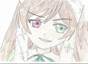 Rating: Safe Score: 0 Tags: 1girl collared_shirt eyebrows_visible_through_hair image long_hair looking_at_viewer open_mouth portrait ribbon simple_background smile solo suiseiseki traditional_media twintails white_background User: admin