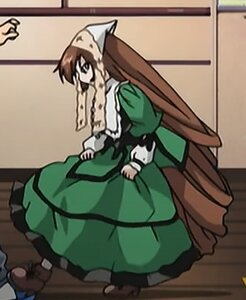 Rating: Safe Score: 0 Tags: 1girl brown_hair dress green_dress head_scarf image long_hair long_sleeves solo suiseiseki very_long_hair User: admin