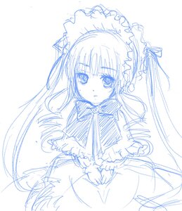 Rating: Safe Score: 0 Tags: 1girl blush bow bowtie capelet dress image lolita_fashion long_hair long_sleeves looking_at_viewer monochrome shinku simple_background sketch solo white_background User: admin