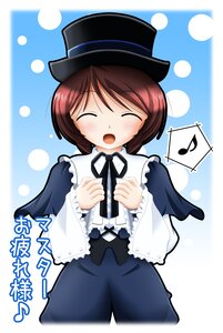 Rating: Safe Score: 0 Tags: 1girl beamed_eighth_notes brown_hair capelet closed_eyes eighth_note hat image long_sleeves music musical_note open_mouth polka_dot_background ribbon short_hair singing skirt smile solo souseiseki spoken_musical_note User: admin