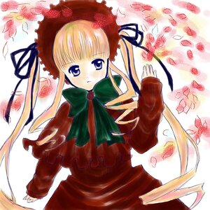 Rating: Safe Score: 0 Tags: 1girl bangs blonde_hair blue_eyes bonnet bow bowtie dress green_bow green_neckwear hat image long_hair long_sleeves looking_at_viewer red_dress shinku solo standing twintails very_long_hair User: admin