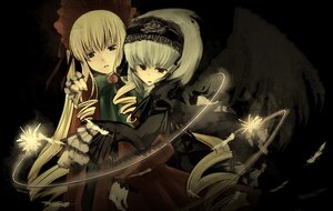 Rating: Safe Score: 0 Tags: 2girls blonde_hair dress drill_hair hairband image long_hair long_sleeves looking_at_viewer multiple_girls pair shinku suigintou very_long_hair wings User: admin