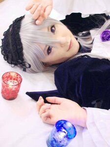 Rating: Safe Score: 0 Tags: 1girl flower hands lips long_hair looking_at_viewer purple_eyes purple_flower purple_rose rose solo suigintou white_hair User: admin