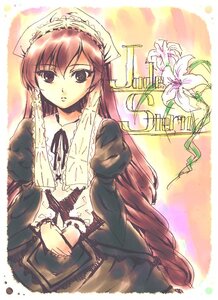 Rating: Safe Score: 0 Tags: 1girl brown_hair dress expressionless flower frills image long_hair long_sleeves looking_at_viewer ribbon solo suiseiseki very_long_hair watering_can User: admin