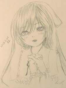 Rating: Safe Score: 0 Tags: 1girl artist_name dated image jewelry long_hair looking_at_viewer monochrome signature sketch solo suiseiseki traditional_media upper_body User: admin