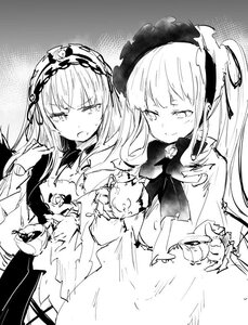 Rating: Safe Score: 0 Tags: 2girls blush breast_grab dress grabbing greyscale hairband image lolita_hairband long_hair long_sleeves looking_at_another monochrome multiple_girls pair shinku suigintou torn_clothes wings User: admin