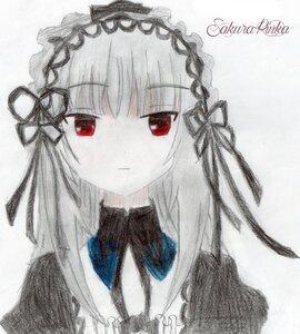 Rating: Safe Score: 0 Tags: 1girl bangs braid closed_mouth expressionless eyebrows_visible_through_hair hair_ornament hair_ribbon image long_hair looking_at_viewer red_eyes ribbon simple_background solo suigintou traditional_media upper_body white_background User: admin