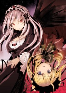 Rating: Safe Score: 0 Tags: 2girls black_wings blonde_hair bow dress expressionless flower hairband image long_hair long_sleeves looking_at_viewer multiple_girls pair red_eyes rose shinku silver_hair suigintou wings User: admin