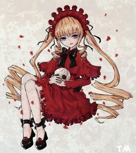 Rating: Safe Score: 0 Tags: 1girl blonde_hair blue_eyes bonnet bow bowtie capelet dress drill_hair flower full_body holding image long_hair long_sleeves looking_at_viewer petals red_capelet red_dress rose_petals shinku shoes sitting solo twin_drills very_long_hair User: admin