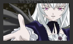 Rating: Safe Score: 0 Tags: 1girl black_wings dress flower frills image long_hair long_sleeves looking_at_viewer open_mouth outstretched_hand purple_eyes ribbon rose silver_hair solo suigintou wings User: admin