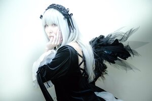 Rating: Safe Score: 0 Tags: 1girl bangs black_ribbon closed_mouth dress hairband lolita_hairband long_hair long_sleeves puffy_sleeves ribbon silver_hair solo suigintou upper_body wings User: admin