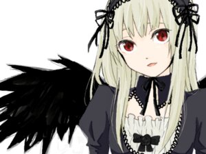 Rating: Safe Score: 0 Tags: 1girl black_ribbon black_wings dress feathered_wings hairband image long_hair long_sleeves looking_at_viewer open_mouth red_eyes ribbon simple_background solo suigintou upper_body white_background wings User: admin