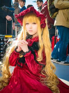 Rating: Safe Score: 0 Tags: 1girl 6+boys blonde_hair dress flower hands_clasped hands_together hat long_hair long_sleeves looking_at_viewer multiple_boys own_hands_together red_dress rose shinku solo solo_focus User: admin