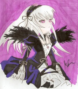 Rating: Safe Score: 0 Tags: 1girl black_ribbon black_wings detached_collar dress flower frilled_sleeves frills hairband image long_hair long_sleeves looking_at_viewer pink_eyes ribbon solo suigintou wings User: admin