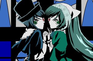 Rating: Safe Score: 0 Tags: 2girls frills green_eyes hat heterochromia holding_hands image interlocked_fingers long_hair looking_at_viewer multiple_girls pair red_eyes short_hair siblings sisters souseiseki suiseiseki top_hat twins User: admin